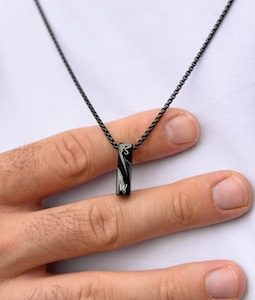 Custom Engraved Men’s Bar Necklace – Personalized Name or Message, Personalized Bar Pendant Necklace