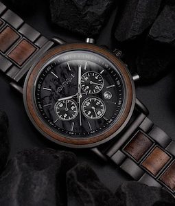 Engraved Walnut Watch for Husband - 1st Anniversary Gift For Boyfriend - Personalized Custom Marble Wooden Gift For Him - Mens Wedding Gift