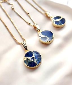 Raw Blue Sapphire Pendant Necklace Gold, Mojave Turquoise Gemstone Necklace, September Birthstone Jewelry Gift, Kintsugi Inspired Pendant