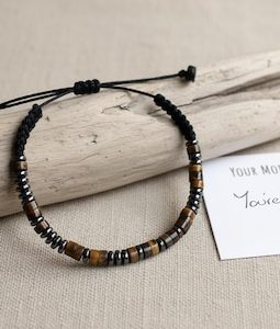 Tiger's Eye Morse Code Bracelet, Mens Friendship Bracelet for Strength and Courage