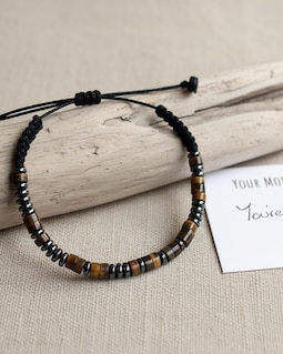 Tiger's Eye Morse Code Bracelet, Mens Friendship Bracelet for Strength and Courage