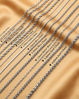 Waterproof Titanium Steel Chain Necklace for Men Women, Tarnish Free Cable, Box, Rope, Keel, Snake, Water Wave Chain, Non-Tarnish Jewelry