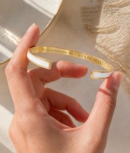 Hidden Message Cuff Bracelet, This Too Shall Pass Sarcastic Jewelry, Custom Engraved Bangle, Funny Encouragement Gift for Friend, BFF Gift