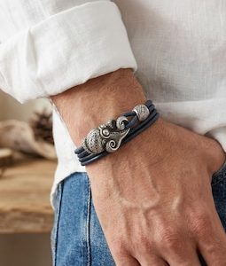Octopus Bracelet Bronze, Leather Bracelet for Men, Maori Octopus Jewelry, Ocean Symbol Bracelet, Nautical Maori Style Jewelry Gift for Him