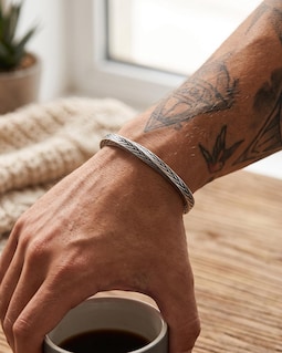 Vintage Viking Twisted Silver Möbius Open-Ended Titanium Steel Bracelet / Unisex / Minimalist Jewelry Gift