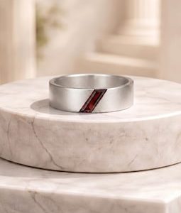 Garnet Signet Ring Men, 925 Sterling Silver Wedding Band, Statement Birthstone Ring For Him.